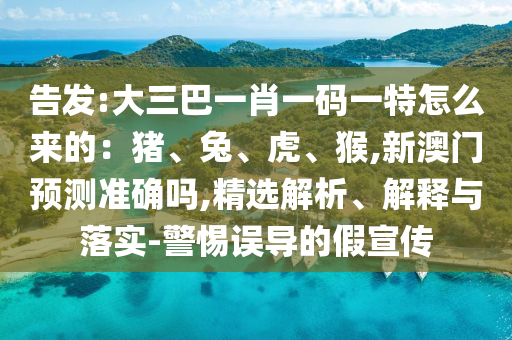 告發(fā):大三巴一肖一碼一特怎么來(lái)的：豬、兔、虎、猴,新澳門(mén)預(yù)測(cè)準(zhǔn)確嗎,精選解析、解釋與落實(shí)-警惕誤導(dǎo)的假宣傳圣農(nóng)（天津）集團(tuán)有限公司