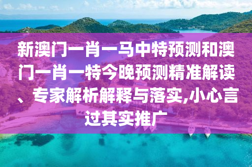 新澳門(mén)一肖一馬中特預(yù)測(cè)和澳門(mén)一圣農(nóng)（天津）集團(tuán)有限公司肖一特今晚預(yù)測(cè)精準(zhǔn)解讀、專家解析解釋與落實(shí),小心言過(guò)其實(shí)推廣