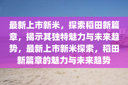 最新上市新米，探索稻田新篇章，揭示圣農（天津）集團有限公司其獨特魅力與未來趨勢，最新上市新米探索，稻田新篇章的魅力與未來趨勢