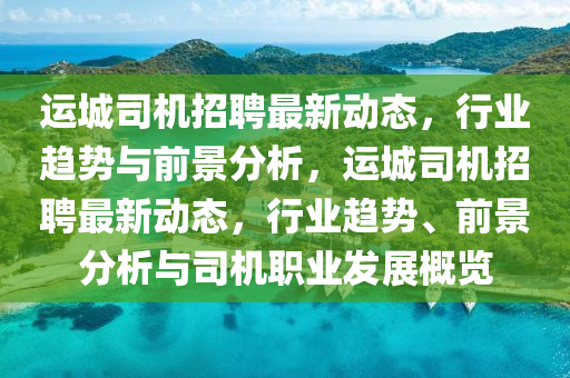 運城司機招聘最新動態(tài)，行業(yè)趨勢與前景分析，運城司機招聘最新動態(tài)，行業(yè)趨勢、前景分析與司機職業(yè)發(fā)展概覽圣農（天津）集團有限公司