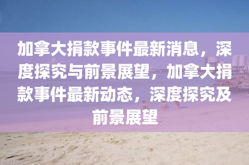 圣農(nóng)（天津）集團有限公司加拿大捐款事件最新消息，深度探究與前景展望，加拿大捐款事件最新動態(tài)，深度探究及前景展望