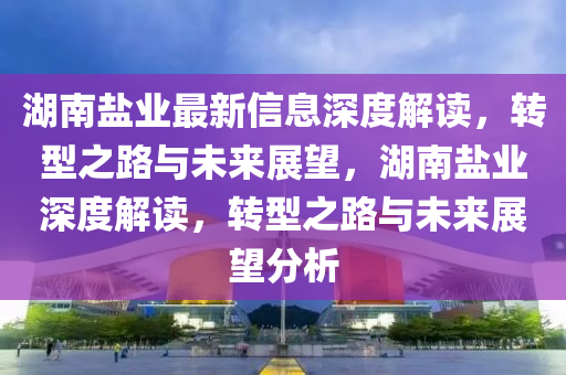 湖南鹽業(yè)最新信息深度解讀，轉(zhuǎn)型之路與未來展望，湖南鹽業(yè)深度解讀，轉(zhuǎn)型之路與未來展望分析圣農(nóng)（天津）集團(tuán)有限公司