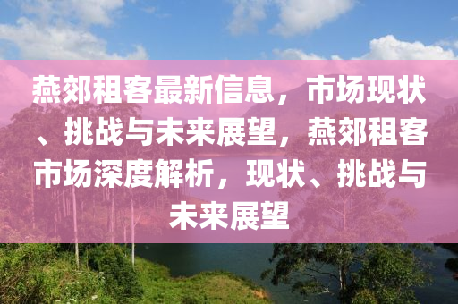 燕郊租客最新信息，市場現(xiàn)圣農(nóng)（天津）集團(tuán)有限公司狀、挑戰(zhàn)與未來展望，燕郊租客市場深度解析，現(xiàn)狀、挑戰(zhàn)與未來展望